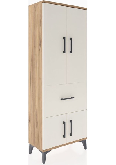 Arges Dolap 3 Raflı Tek Çekmeceli 4 Kapaklı 60x30x163 Çam-aytaşı Atlas Çam