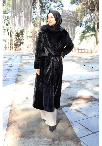 Barbora Kışlık Kürk Kadın Ceket Tam Tesettür Boy Bt296siyahtesettür9 001