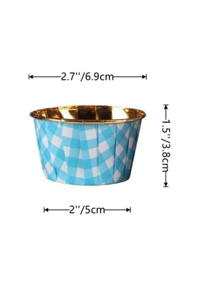 Cupcake/muffin /suffle Kek Kapsülü Mavi Desenli 50 Li Yeşil