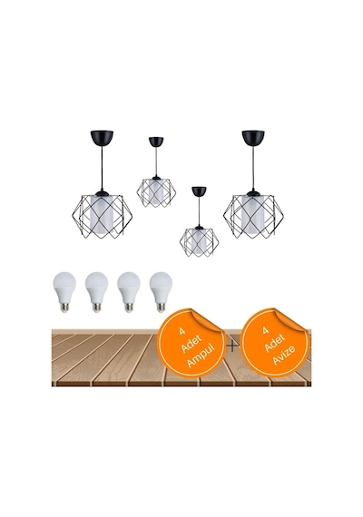 Siyah Tasarım Beyaz Mika Camlı Çok Kare Salon Yatak Odası Çocuk Odası 4 Adet Avize 4 Adet Led Ampul 4 Adet Avize 4 Adet Ampul Siyah Tasarım Beyaz Mika Camlı Çok Kare Salon Yatak Odası Çocuk Odası 4 Adet Avize 4 Adet Led Ampul 4 Adet Avize 4 Adet Ampul