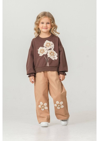 Harby Kids Çiçek Nakışlı Kız Pantolonlu İkili Takım 3-10 Yaş -103430 - Kahverengi Kahverengi Harby Kids Çiçek Nakışlı Kız Pantolonlu İkili Takım 3-10 Yaş -103430 - Kahverengi Kahverengi