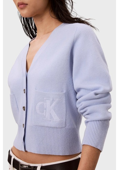 Calvin Klein Yün Karışımlı V Yaka Düğmeli Kadın Hırka Lv044h327g Mavi