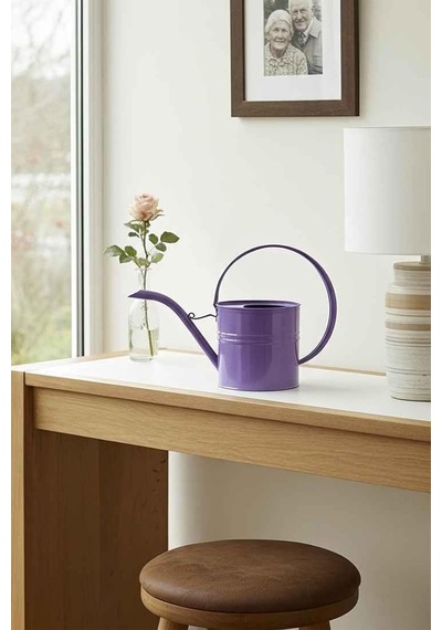 Ella 1 Litre Metal Çiçek Saksı Sulama Kabı Modern Dekoratif Çok Amaçlı Sulak Mor