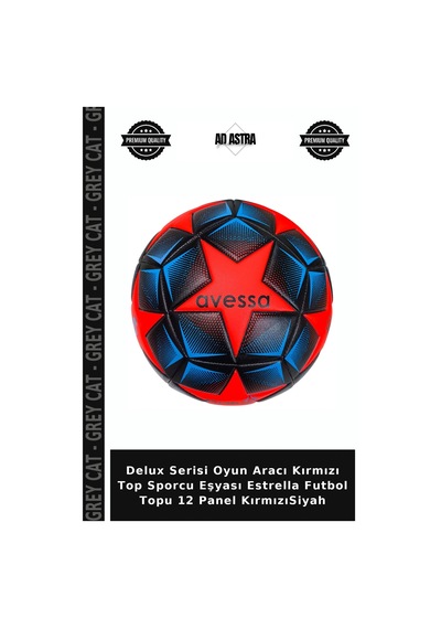 Delux Serisi Oyun Aracı Kırmızı Top Sporcu Eşyası Estrella Futbol Topu 12 Panel Kırmızısiyah Kırmızı - Siyah