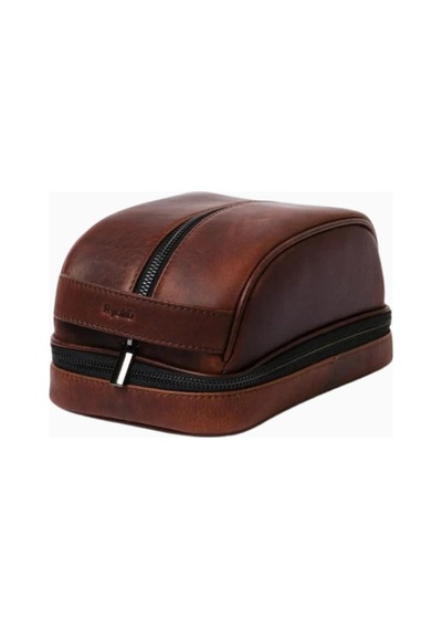 Ryoko Liwa Dopp Kit Deri Seyahat Ve Bakım Çantası El Çantası Vintage Brown 3