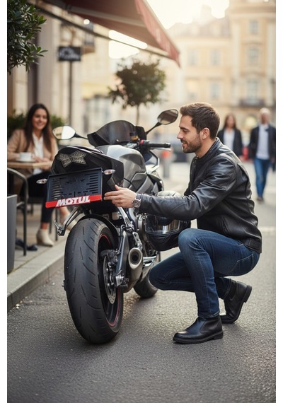 Motorsiklet Motul Plakalık Kırmızı Kabartmalı Krom Yazı 1 Adet Motor Plakası
