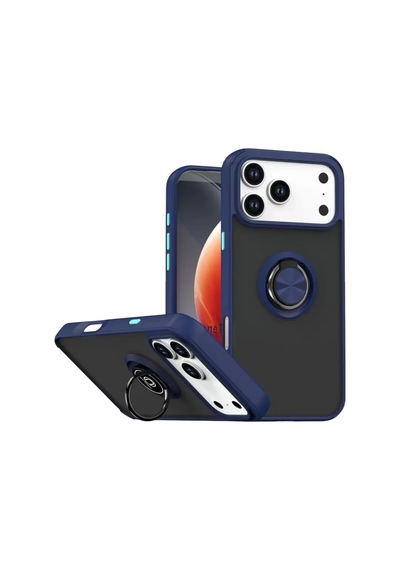 Newface Apple İphone 17 Pro Max Montreal Yüzüklü Silikon Kapak - Lacivert