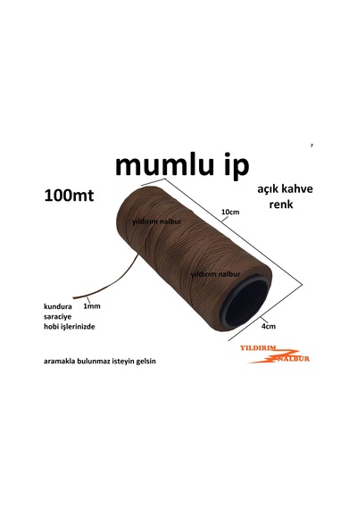 Mumlu İp 100mt 1 MM İnce Açık Kahve Renk Sağlam Ayakkabı İpi