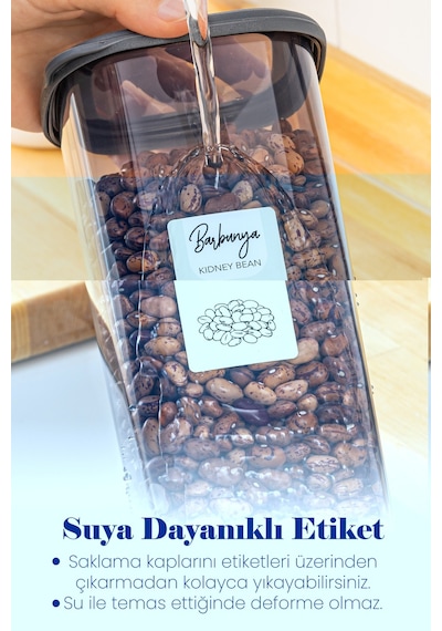 Vienev Peggy Renkli Etiketli Set Dikdörtgen Saklama Kabı Antrasit 3.2 L 8'li