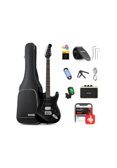 Donner Dst Seeker Deluxe Amfili Elektro Gitar Seti Siyah