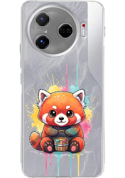 Tecno Camon 30 Pro 5g İle Uyumlu Splash Tilki Tasarımlı Şeffaf Silikon Kılıf Şeffaf