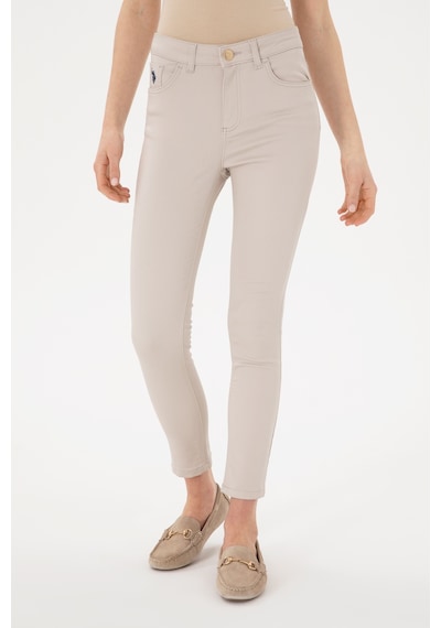 U.S. Polo Assn. Kadın Bej Toothpick Fit Kanvas Pantolon 50309087-VR011