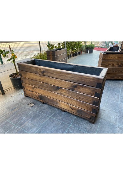 Ahşap Çiçeklik 100x30x40 Cm Emprenyeli Dış Mekan Saksısı