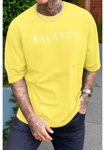 Balance Baskılı Unisex Tshırt Sari