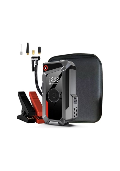 Oto Akü Takviye Cihazı & Dijital Lastik Şişirme Pompası Çantalı 10000 Mah Bataryalı
