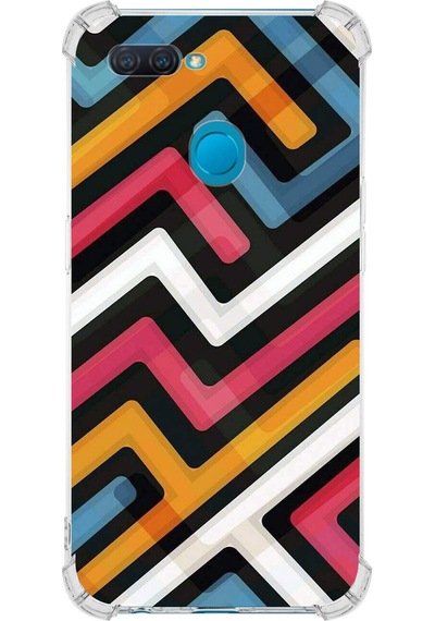 Oppo Ax7 Uyumlu Köşe Korumalı Labirent Grafiti Tasarımlı Şeffaf Silikon Kılıf Şeffaf