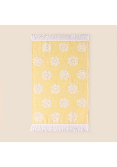 Soft Çiçek Desenli El Havlusu - Hardal - 30x50 Cm Çok Renkli