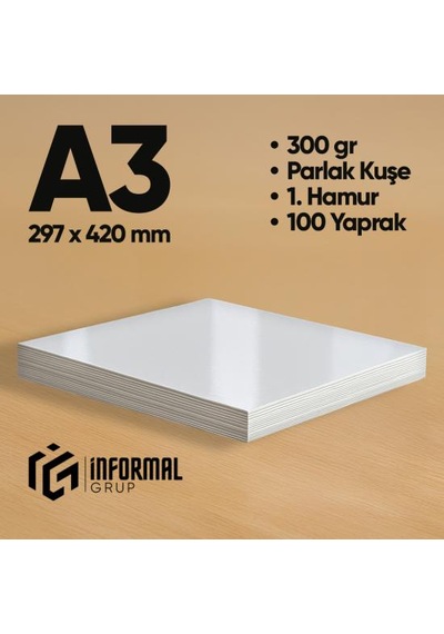 İnformal Fotokopi Kağıdı Premium Kalite A3 300 Gr Parlak Kuşe 100