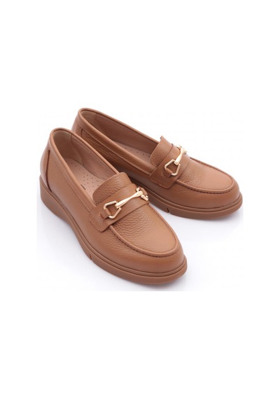 Dgn 3001-2 Kadin Aksesuarli Loafer Ayakkabi Taba Floater