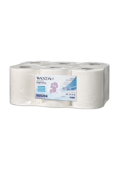 Wanda Soft İçten Çekmeli Kağıt Havlu 4 Kg 2 Katlı 6 Lı Ekonomik Paket 62m Rulo