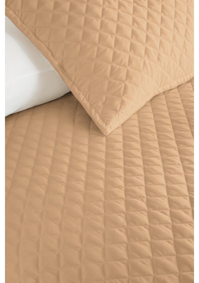 Bej Minimal Genç Odası Tek Kişilik Pike Takımı - Vizon Modern 160x220 Cm Kapitone Yatak Örtüsü Turkuaz