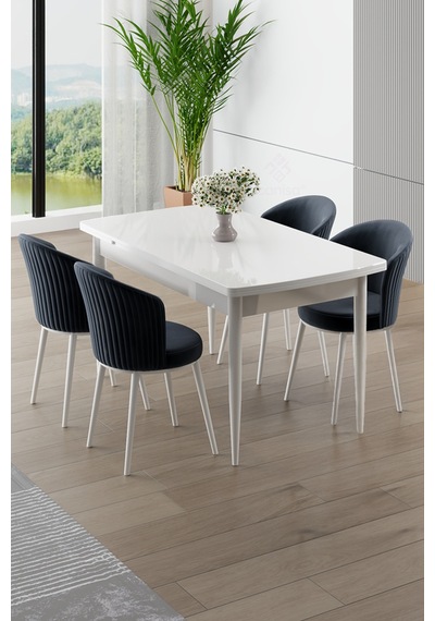 Canisa Asfel Serisi Mdf 77x130 Beyaz Yandan Açılabilir Mutfak Masa Takımı 4 Antrasit Sandalye Beyaz Masa Antrasit Sandalye Canisa Asfel Serisi Mdf 77x130 Beyaz Yandan Açılabilir Mutfak Masa Takımı 4 Antrasit Sandalye Beyaz Masa Antrasit Sandalye