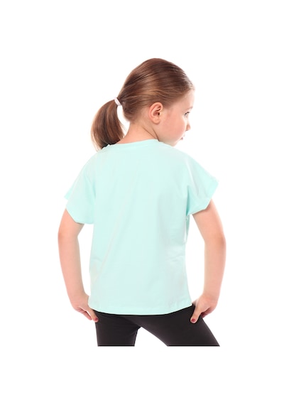 Toontoy Kids Kız Çocuk Baskılı Bisiklet Yaka Kısa Kollu Tişört Mint Yeşili