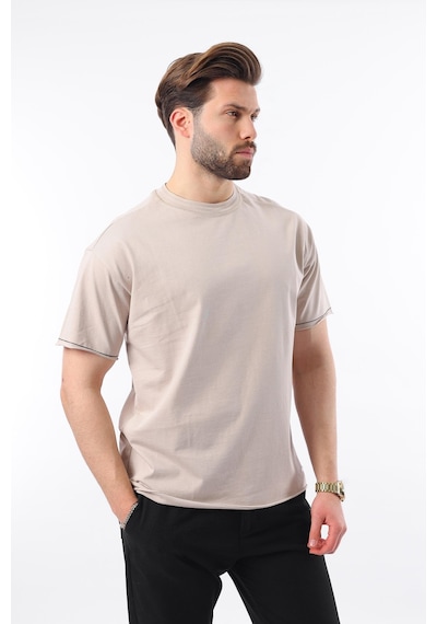 Madmext Madmext Bej Bisiklet Yaka Basic Erkek Tişört E7105 Bej