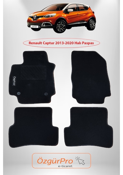 Rizline Renault Captur 2013-2020 Araca Özel Halı Paspas Klipsli