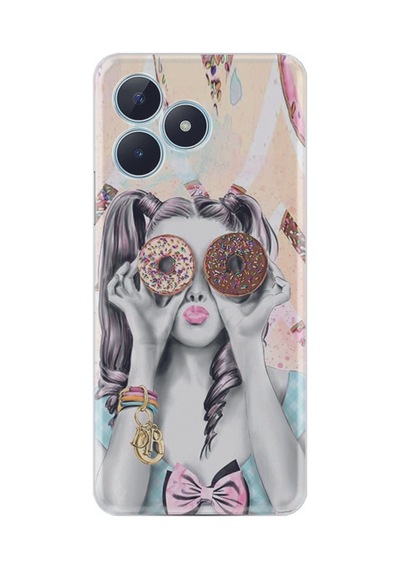 Realme 50 Pro 4g Kılıf Desenli Silikon Donut Girl 1408