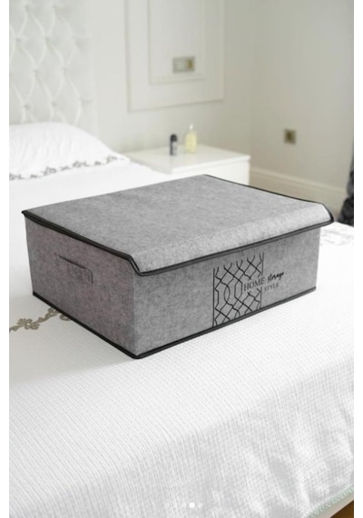 Flosoft 3 Adet Keçe Kapaklı Baza Hurcu, Çok Amaçlı Düzenleyici Organizer 50x40x19 Cm Gri
