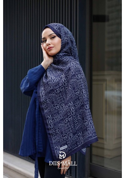 Mimiyum Desenli Özel Premium Soft Şal Lacivert