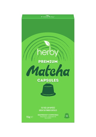 Herby Premium Matcha Toz Yeşil Çay Kapsüllü 10'lu 15 G - 8 Adet Tarı