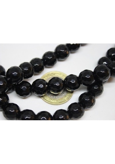 Yasam Tohumu Onix Oniks Taşı Faset Kesim Parlak Yarım Dizi 12 MM 18 CM Mavi