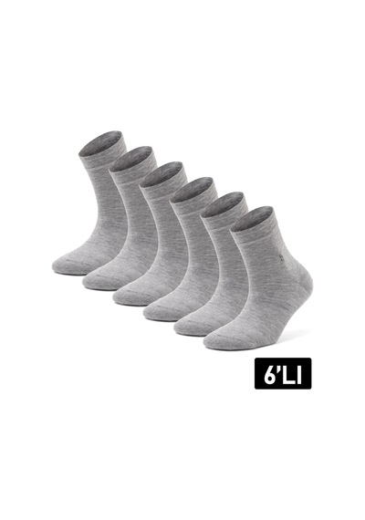 Just Inner Erkek 6 Lı Bambu Çorap Yarım Konç Uzun Ömürlü Kullanım 11700 Gri