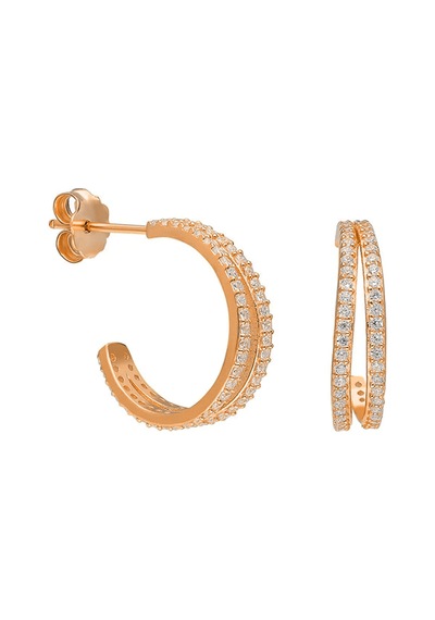 Çift Halka Küpe 717080 Rose Gümüş