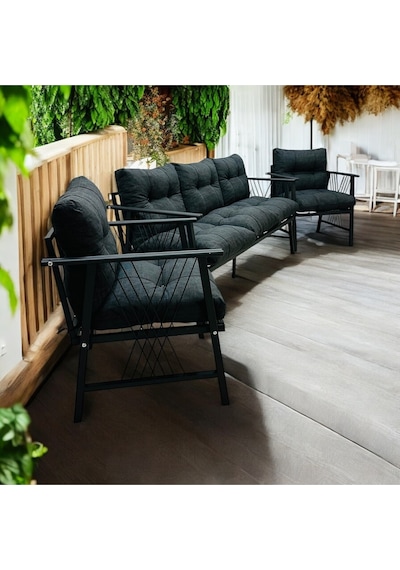 Lüx Bahçe Balkon Mobilyası , Koltuk Takımı , Cafe 3-1-1 Antrasit