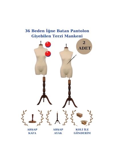 2 Adet Pantolon Giyebilen 36 Beden Süngerli Terzi Prova Mankeni 2