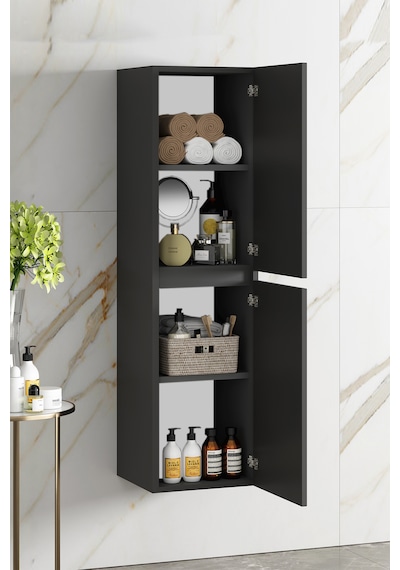 Çiğdem 55+35 Cm Antrasit Gri Mat Mdf Asma Banyo Dolabı Takımı Antrasit - Gri