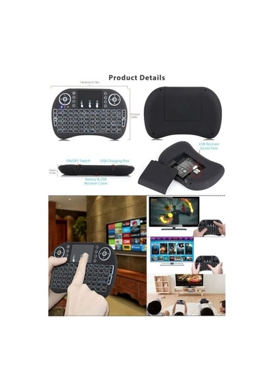Kablosuz Şarjlı Mini Türkçe Q Klavye Smart Tv Ps3 Dokunmatik Mouse