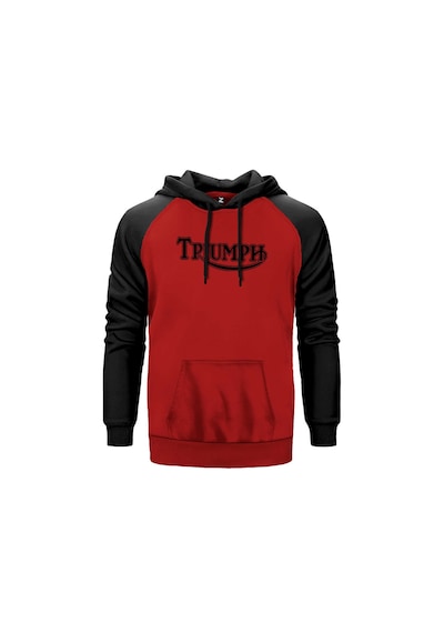 Triumph Motorcycles Logo Kırmızı Renk Reglan Kol Sweatshirt Kırmızı