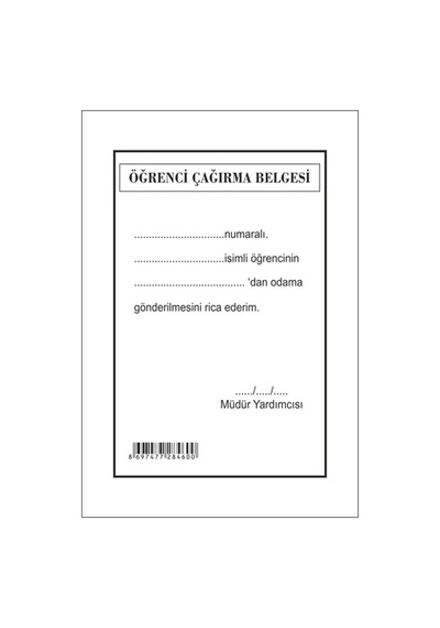 Gülpaş Öğrenci Çağırma Belgesi 8x17 460 Çok Renkli