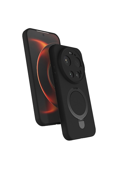 Xiaomi 17 Ultra Kılıf 360 Derece Döner Standlı Magsafe Kamera Lens Korumalı Silikon Pazarplus Siyah