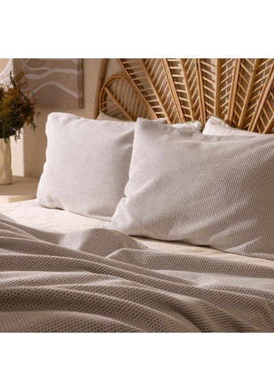Soft Avena Çift Kişilik Pike Seti - Gri Çok Renkli