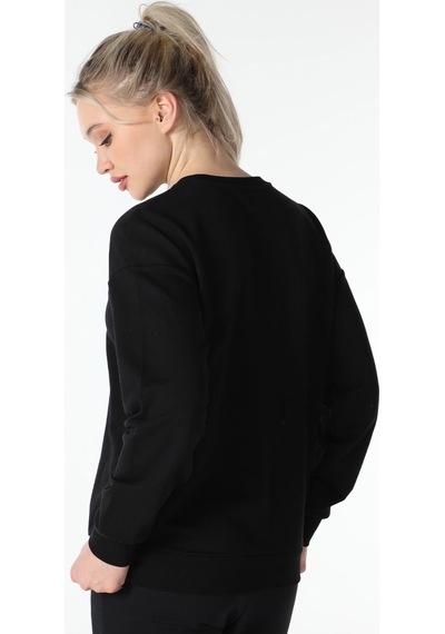 Defys Kadın Bisiklet Yaka Regular Fit Baskılı Sweatshirt Siyah - 499440784 Siyah