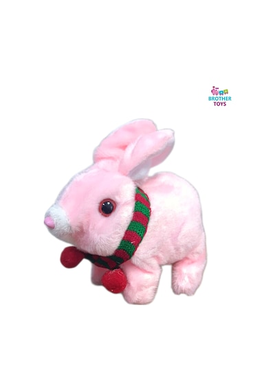Elektronik Pilli Zıplayan Atkılı Hareketli Peluş Sevimli Tavşan Oyuncak 18 Cm. Beyaz Gri Pembe Kahve Pembe