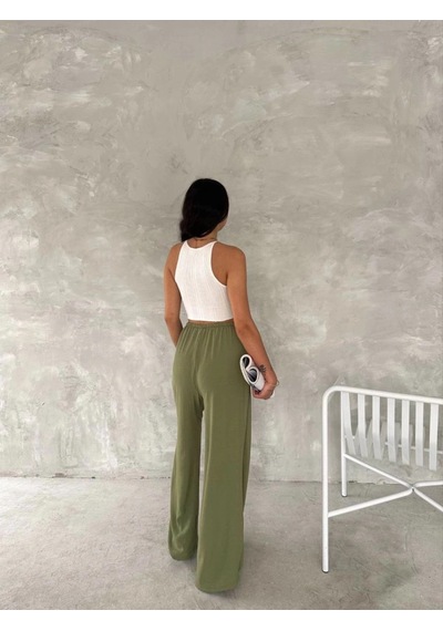 Freedom Storee Kadın Ayrobin Oversize Kadın Pantolon - Mint Yeşili Çok Renkli