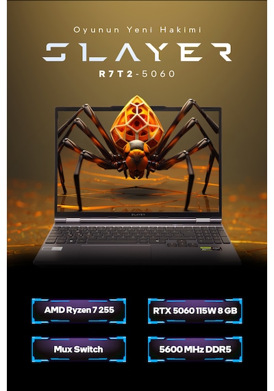 Game Garaj Slayer R7T2-5060-C1 Ryzen 7 255 16 GB 500 GB SSD RTX5060 15.3" Free Dos Dizüstü Bilgisayar