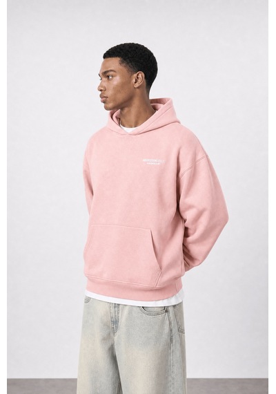 Respire Erkek Absofuckinlutely Baskılı Oversize Hoodie Pembe