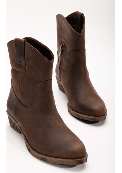 Analin Shoes Kadın Hakiki Deri Kovboy Bot Kahve